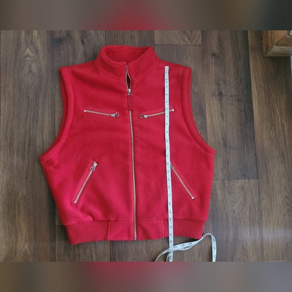 90s Liz Claiborne zipper detailed full zip fleece vest Women's large true red - Picture 7 of 7
